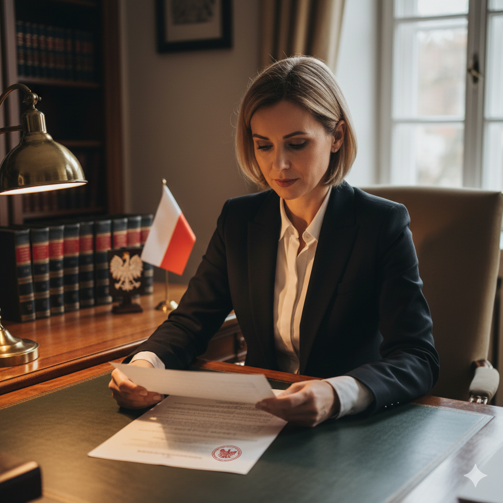 Tłumacz przysięgły przy biurku